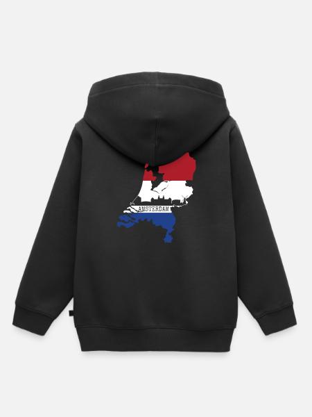 Amsterdam - Kinder Premium Organic Hoodie - Schwarz