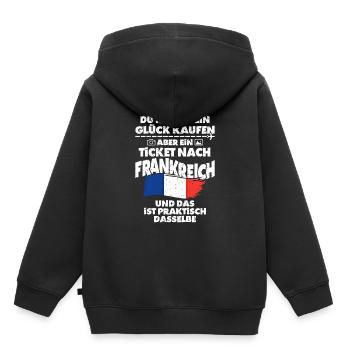 Frankreich - Kinder Premium Organic Hoodie - Schwarz - Hinten - AI Model Kid Male (0cm)