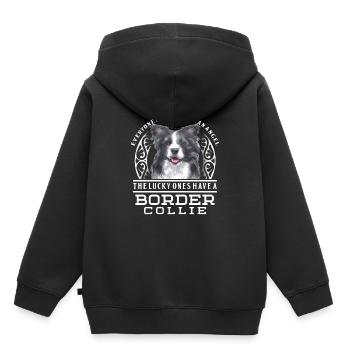 Border Collie - Sweat Premium à capuche enfant bio - noir - Dos - AI Model Kid Male (0cm)