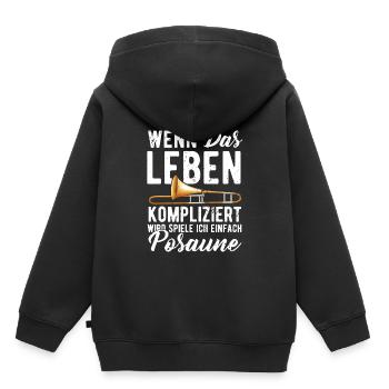 Posaune - Kinder Premium Organic Hoodie - Schwarz - Hinten - AI Model Kid Male (0cm)