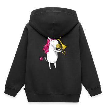 trombone - Sweat Premium à capuche enfant bio - noir - Dos - AI Model Kid Male (0cm)
