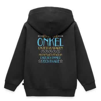 Onkel - Kinder Premium Organic Hoodie - Schwarz - Hinten - AI Model Kid Male (0cm)