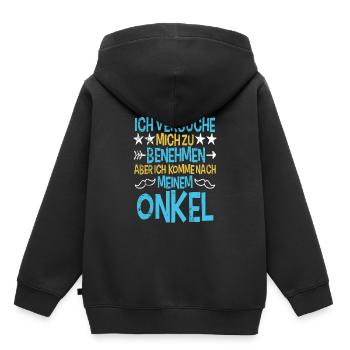 Onkel - Kinder Premium Organic Hoodie - Schwarz - Hinten - AI Model Kid Male (0cm)