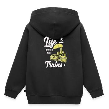 Train trains train modèle - Sweat Premium à capuche enfant bio - noir - Dos - AI Model Kid Male (0cm)