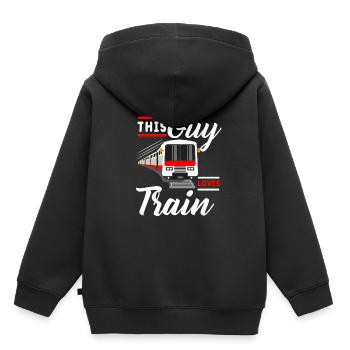 Train trains train modèle - Sweat Premium à capuche enfant bio - noir - Dos - AI Model Kid Male (0cm)