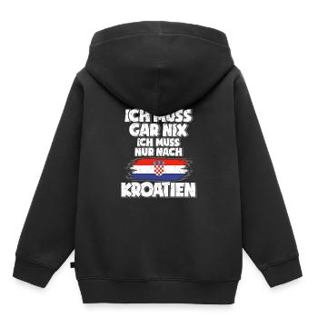 Kroatien - Kinder Premium Organic Hoodie - Schwarz - Hinten - AI Model Kid Male (0cm)