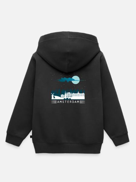 Amsterdam - Kinder Premium Organic Hoodie - Schwarz