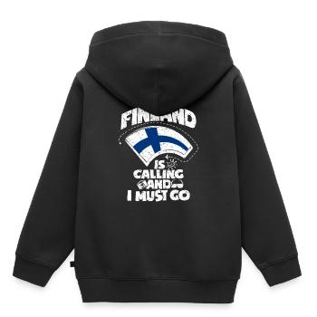 Finnland - Kinder Premium Organic Hoodie - Schwarz - Hinten - AI Model Kid Male (0cm)