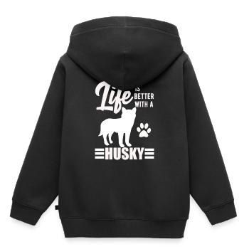 chien de traîneau - Sweat Premium à capuche enfant bio - noir - Dos - AI Model Kid Male (0cm)