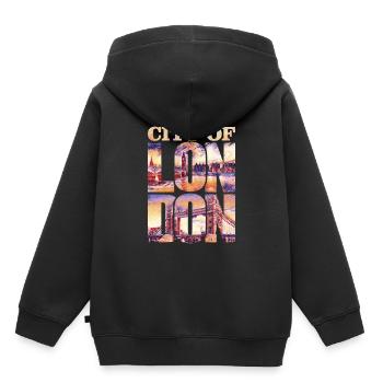 Londres - Sweat Premium à capuche enfant bio - noir - Dos - AI Model Kid Male (0cm)
