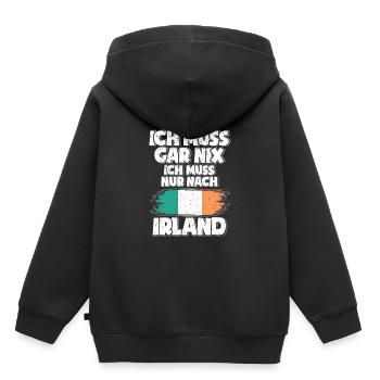 Irland - Kinder Premium Organic Hoodie - Schwarz - Hinten - AI Model Kid Male (0cm)