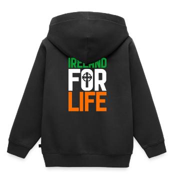 Irland - Kinder Premium Organic Hoodie - Schwarz - Hinten - AI Model Kid Male (0cm)