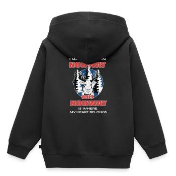 Norwegen - Kinder Premium Organic Hoodie - Schwarz - Hinten - AI Model Kid Male (0cm)
