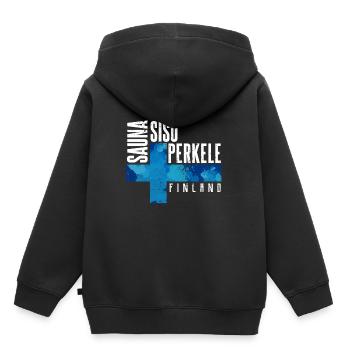 Finlande - Sweat Premium à capuche enfant bio - noir - Dos - AI Model Kid Male (0cm)