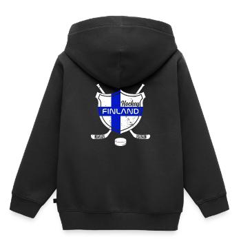 Finlande - Sweat Premium à capuche enfant bio - noir - Dos - AI Model Kid Male (0cm)