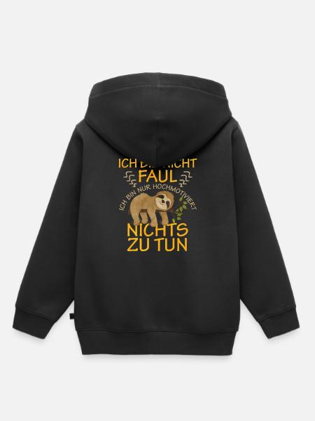 Faultier - Kinder Premium Organic Hoodie - Schwarz