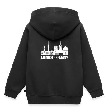 München - Kinder Premium Organic Hoodie - Schwarz - Hinten - AI Model Kid Male (0cm)