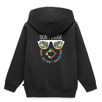 Autismus - Kinder Premium Organic Hoodie - Schwarz - Hinten - AI Model Kid Male (0cm)