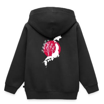 Japon - Sweat Premium à capuche enfant bio - noir - Dos - AI Model Kid Male (0cm)