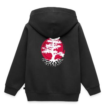 Japon - Sweat Premium à capuche enfant bio - noir - Dos - AI Model Kid Male (0cm)