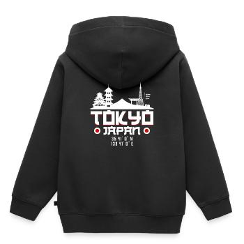 Japan - Kinder Premium Organic Hoodie - Schwarz - Hinten - AI Model Kid Male (0cm)