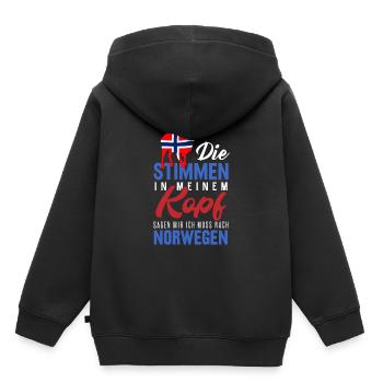 Norwegen - Kinder Premium Organic Hoodie - Schwarz - Hinten - AI Model Kid Male (0cm)