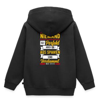 Spanien - Kinder Premium Organic Hoodie - Schwarz - Hinten - AI Model Kid Male (0cm)