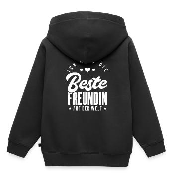 Freundin - Kinder Premium Organic Hoodie - Schwarz - Hinten - AI Model Kid Male (0cm)