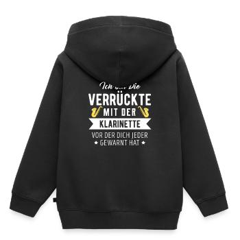 Klarinette - Kinder Premium Organic Hoodie - Schwarz - Hinten - AI Model Kid Male (0cm)