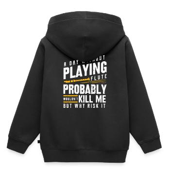 Flûte - Sweat Premium à capuche enfant bio - noir - Dos - AI Model Kid Male (0cm)