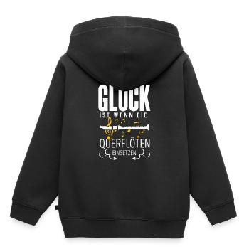 Querflöte - Kinder Premium Organic Hoodie - Schwarz - Hinten - AI Model Kid Male (0cm)