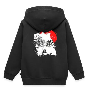 Japon - Sweat Premium à capuche enfant bio - noir - Dos - AI Model Kid Male (0cm)