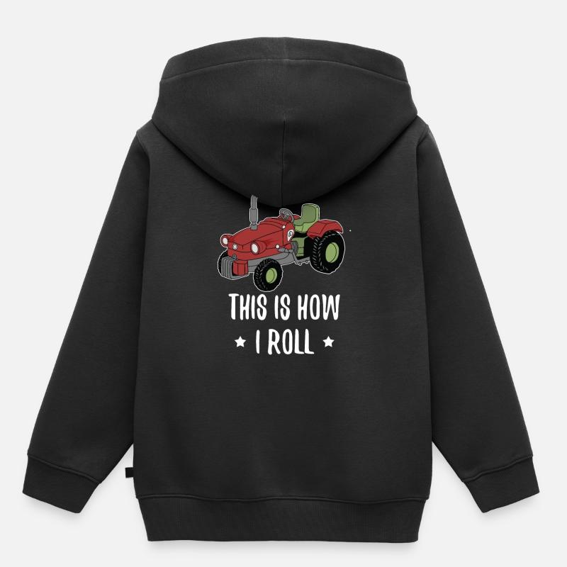 tracteur - Sweat Premium à capuche enfant bio - noir