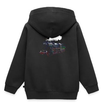 Les trains - Sweat Premium à capuche enfant bio - noir - Dos - AI Model Kid Male (0cm)