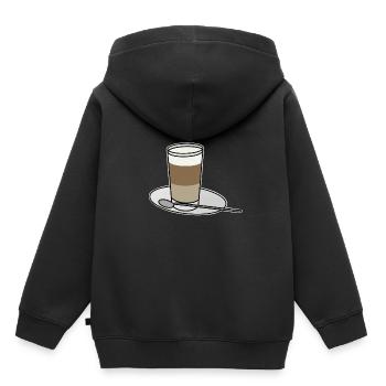 Latte Macchiato en verre cadeau de café - Sweat Premium à capuche enfant bio - noir - Dos - AI Model Kid Male (0cm)