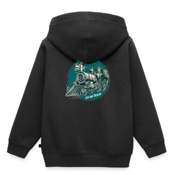 train - Kids Premium Organic Hoodie - black - Back - AI Model Kid Male (0cm)