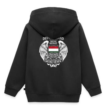 Ungarn - Kinder Premium Organic Hoodie - Schwarz - Hinten - AI Model Kid Male (0cm)