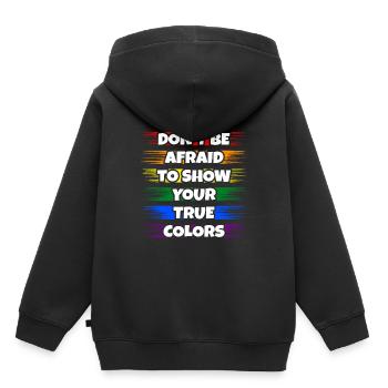 Lgbt - Sweat Premium à capuche enfant bio - noir - Dos - AI Model Kid Male (0cm)