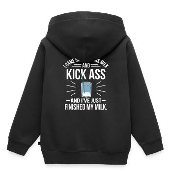 Lait - Sweat Premium à capuche enfant bio - noir - Dos - AI Model Kid Male (0cm)