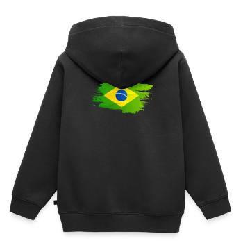 Brasilien - Kinder Premium Organic Hoodie - Schwarz - Hinten - AI Model Kid Male (0cm)