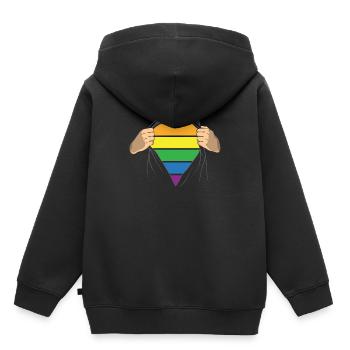 Lgbt - Sweat Premium à capuche enfant bio - noir - Dos - AI Model Kid Male (0cm)