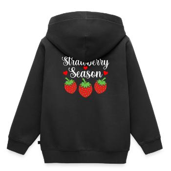 Fraise - Sweat Premium à capuche enfant bio - noir - Dos - AI Model Kid Male (0cm)