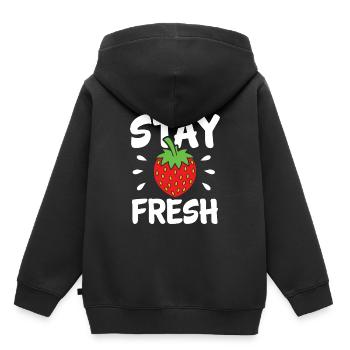 Fraise - Sweat Premium à capuche enfant bio - noir - Dos - AI Model Kid Male (0cm)