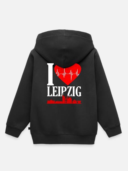 Leipzig - Kinder Premium Organic Hoodie - Schwarz