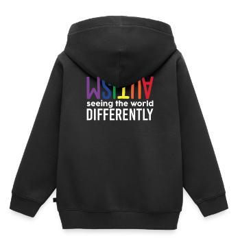 Autism Seeing The World Differently - Kinder Premium Organic Hoodie - Schwarz - Hinten - AI Model Kid Male (0cm)