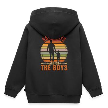 Les samedis sont pour les garçons Vintage Retro - Sweat Premium à capuche enfant bio - noir - Dos - AI Model Kid Male (0cm)