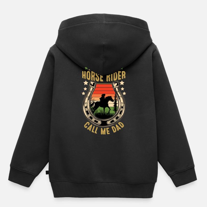 Cavalier Appelez-moi Papa Vintage - Sweat Premium à capuche enfant bio - noir
