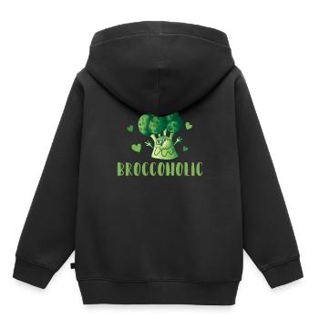 Broccoholic alimentation saine aliments à base de plantes - Sweat Premium à capuche enfant bio - noir - Dos - AI Model Kid Male (0cm)