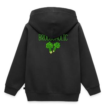 Broccoholic Gesundes Gemüse Fleischlos Vegan - Kinder Premium Organic Hoodie - Schwarz - Hinten - AI Model Kid Male (0cm)