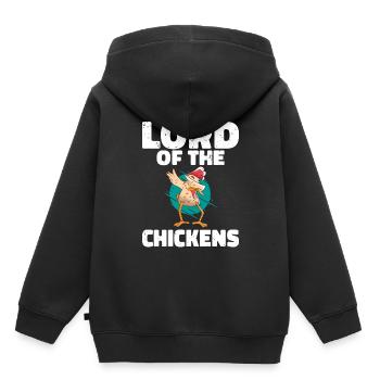 Seigneur des Poulets Éleveur de Poulet Poulet Landwir - Sweat Premium à capuche enfant bio - noir - Dos - AI Model Kid Male (0cm)